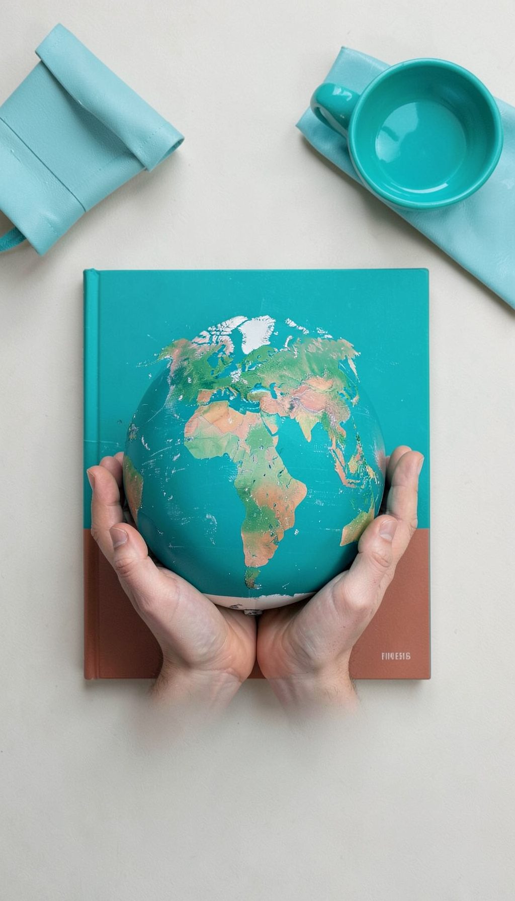 Book cover featuring a globe cradled in hands, rendered in teal and terracotta, speaking to earth-care themes